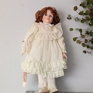 Vintage Porcelain Doll with Lovely Lace from Dynasty Doll
